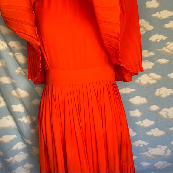 Kate Spade Persimmon Pleated Cape Dress Orange/Red Size 4 - Picture 6 of 11